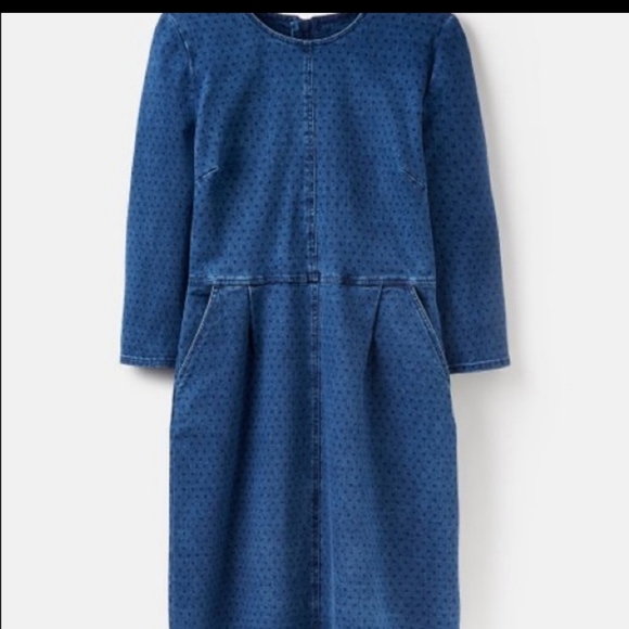 Joules Sammy Denim Polka Dot Dress Sz 14 Women’s Long Sleeve Mini - Picture 3 of 8